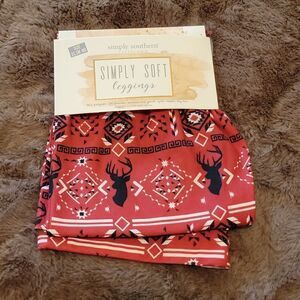 New Simply Southern SS Soft Reindeer Deer Leggings Size XS-M